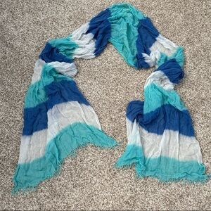Blue and White Striped Scarf